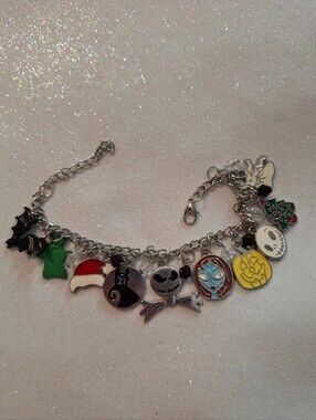The Nightmare Before Christimad Charm Bracelet 9" Long New